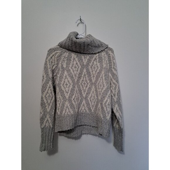 J. Crew Womens Gray White Diamond Wool Blend Turtleneck Sweater Size Small - Picture 1 of 7